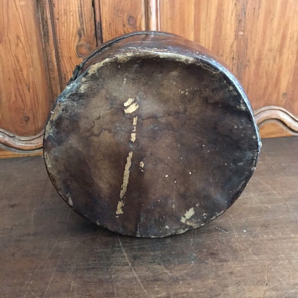 ANTIQUE CHINESE CHINA MING QING DYNASTY IMPERIAL HAT BOX LACQUER LEATHER RARE!! - Picture 6 of 8